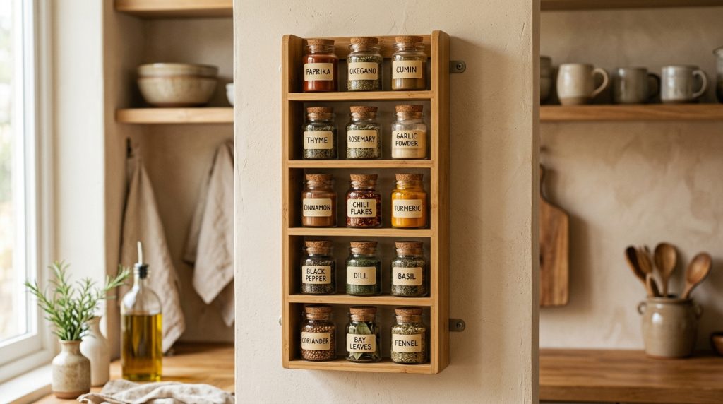 bamboo spice rack kitchen wall 202605230237