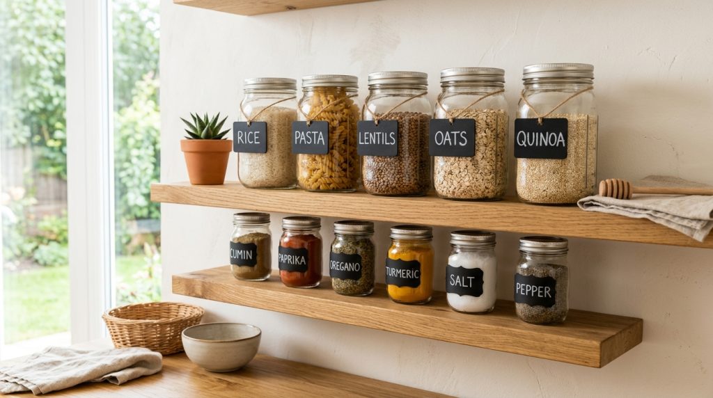 kitchen shelf with mason jars 202605230238