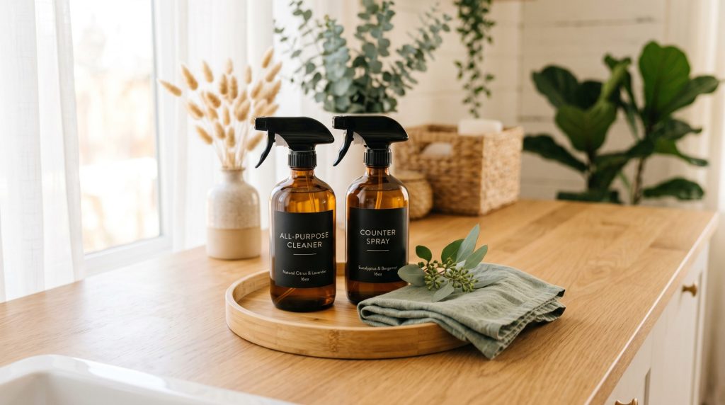 5 Aesthetic Low-Waste Habits That Are Perfect for Small Apartments a beautiful minimalist cleaning station 202606060619