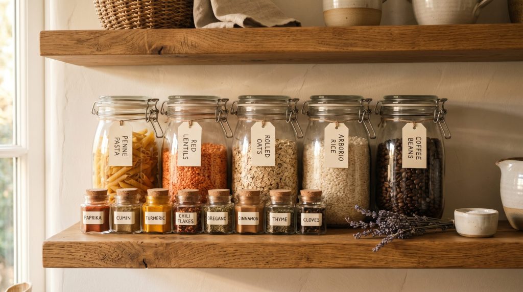 a styled pantry shelf or 202606030245