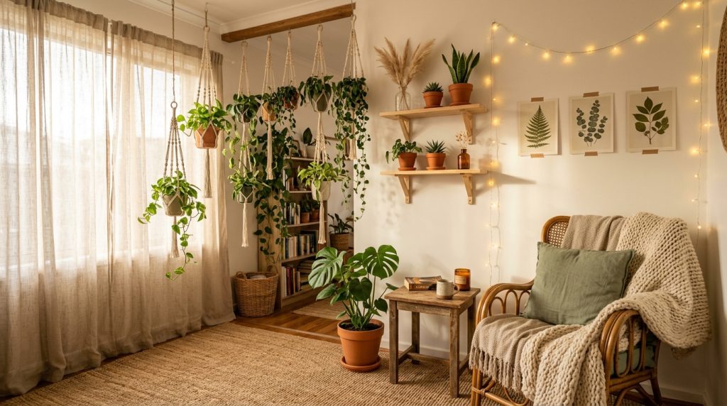 5 Eco-Friendly Room Decor Ideas That Are Renter-Friendly and Gorgeous room with plants and chair 202606070314